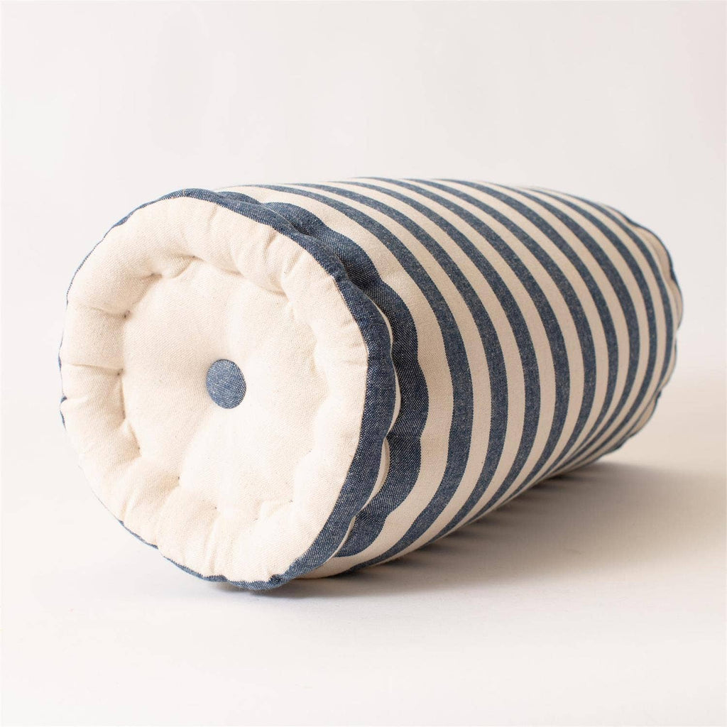 Blue Stripe Bolster Pillow | Coastal Decor