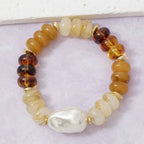 Baroque Pearl And Acrylic Bead Stretch Bracelet: GDLBR