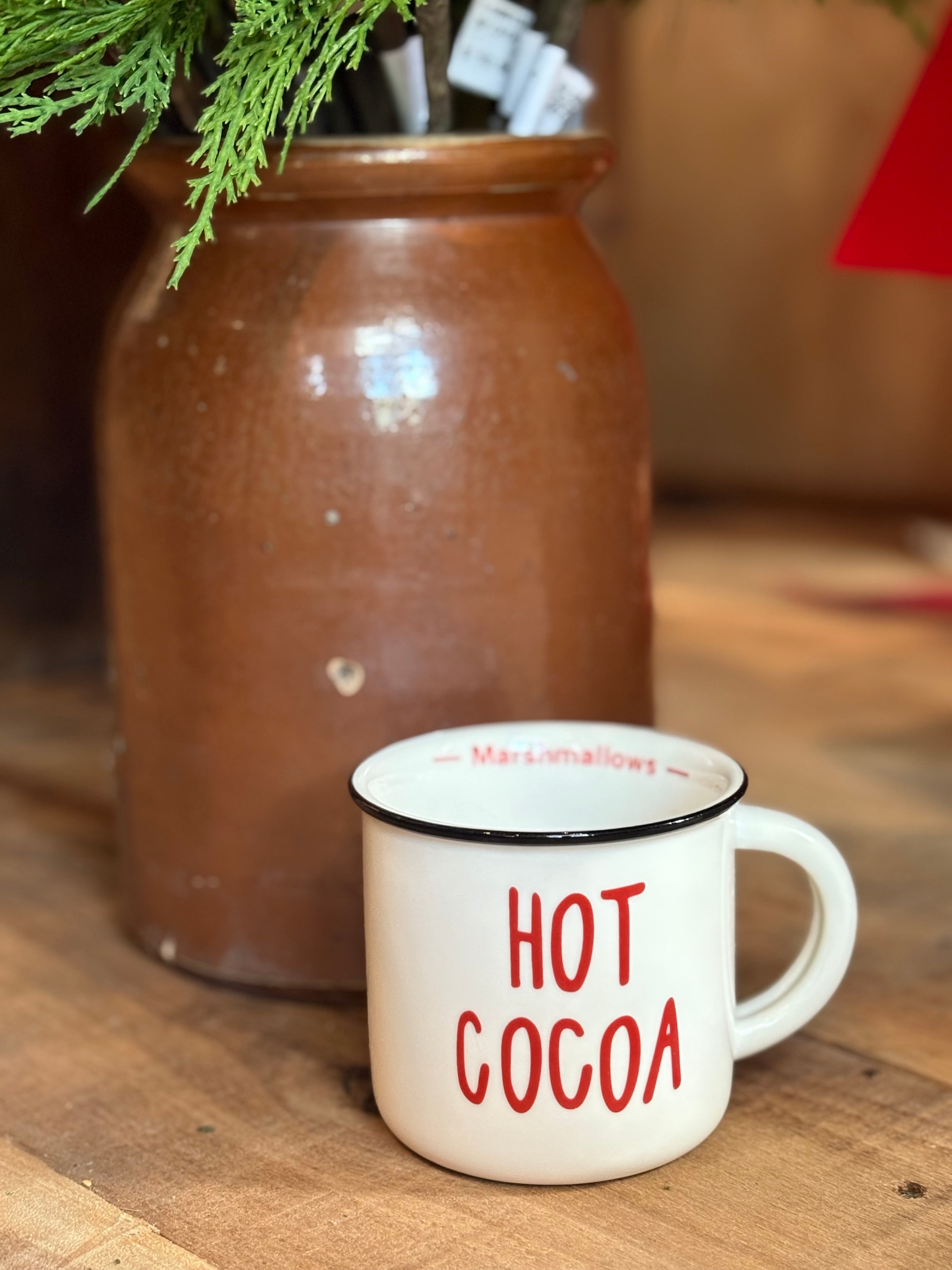 Red&White Hot Cocoa Mug w/ black rim