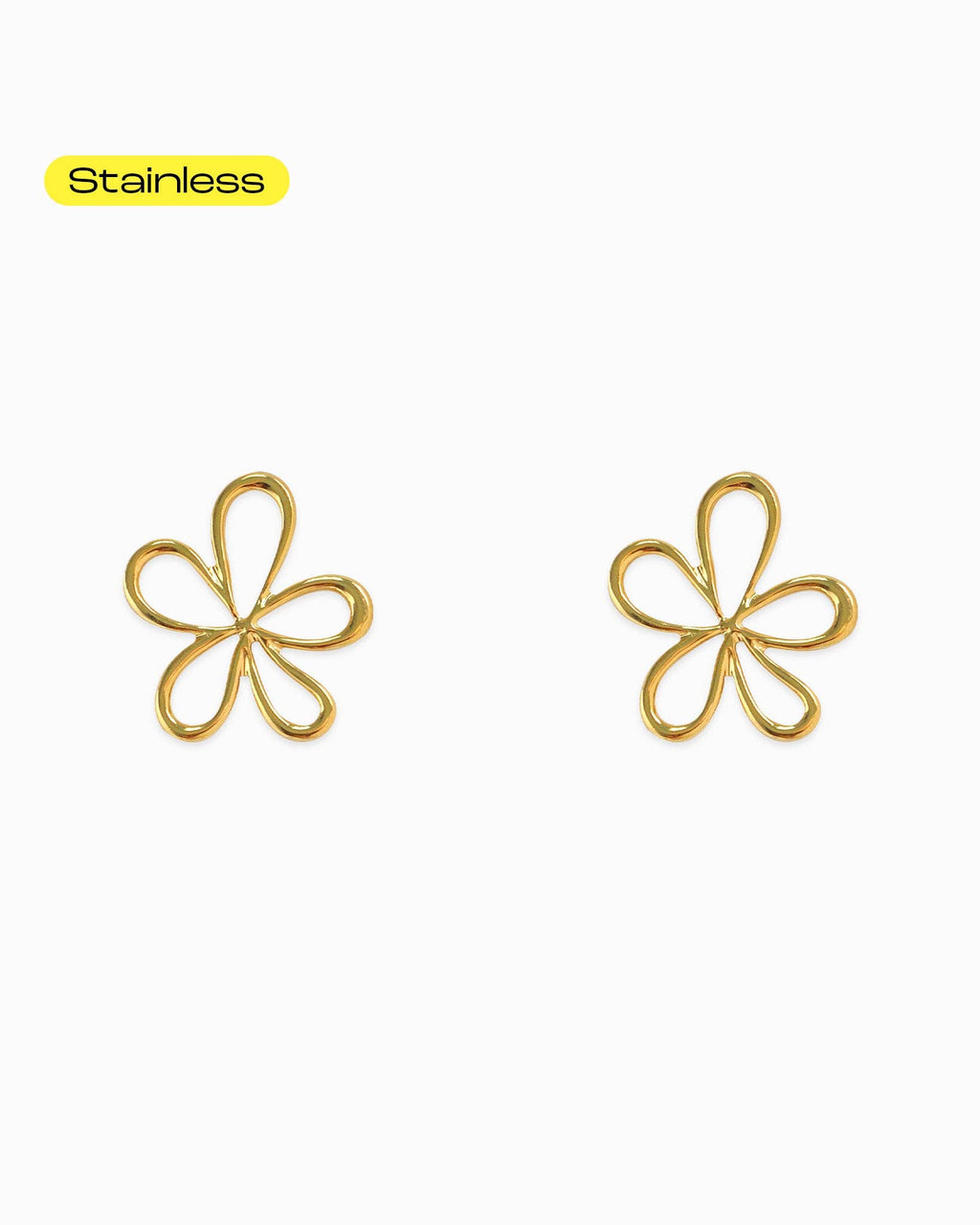 Stainless Line Flower Earrings