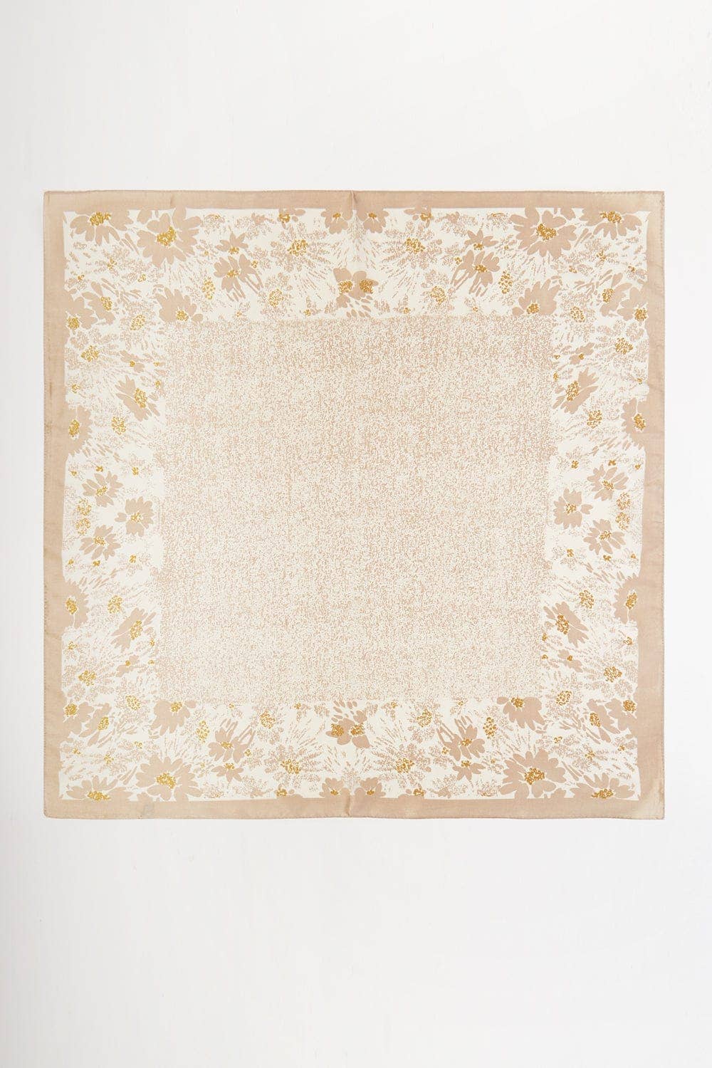Classic Floral Print Bandana: Taupe