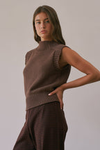 Choco Lexi Ribbed Mock Neck Sweater Vest