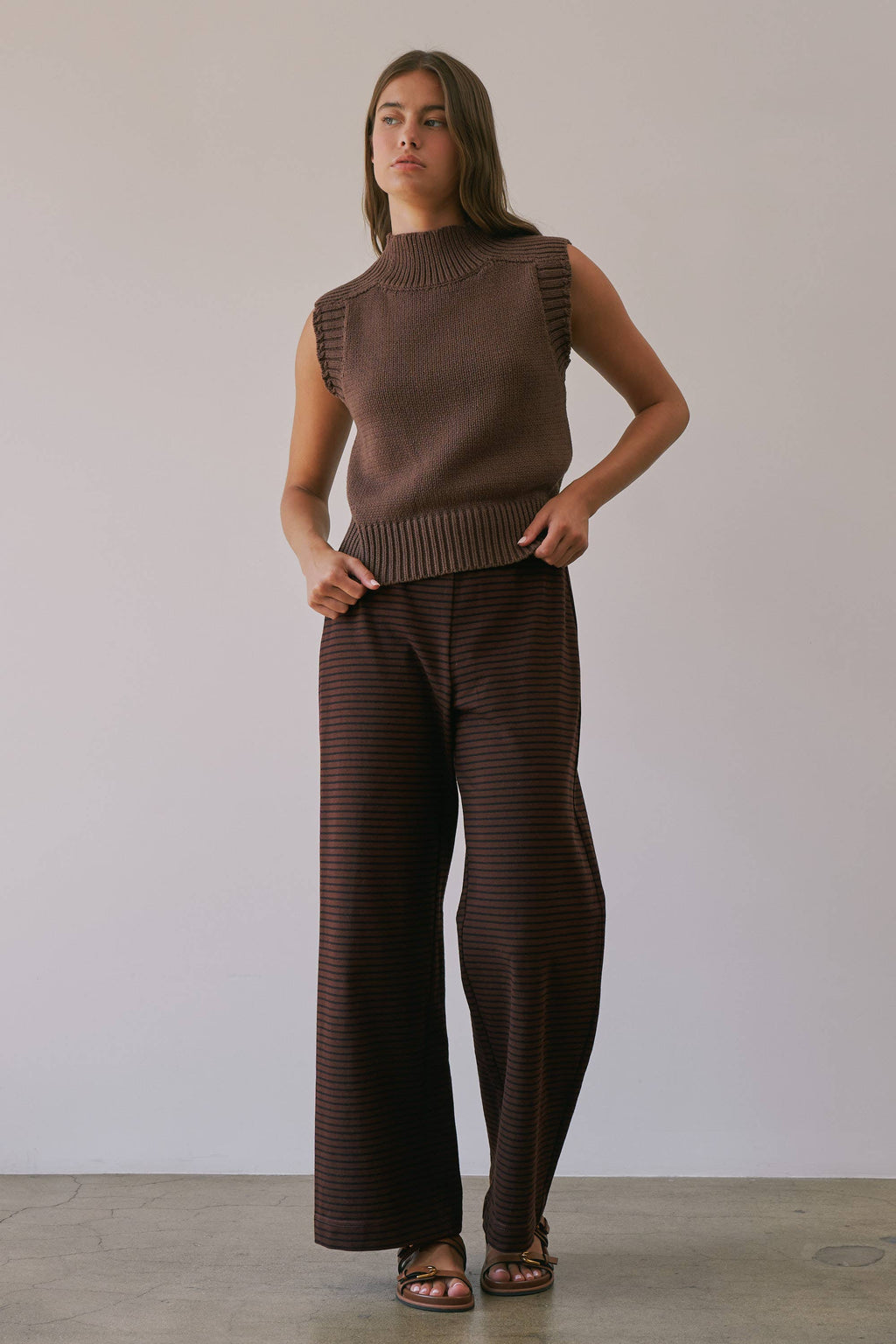 Choco Lexi Ribbed Mock Neck Sweater Vest