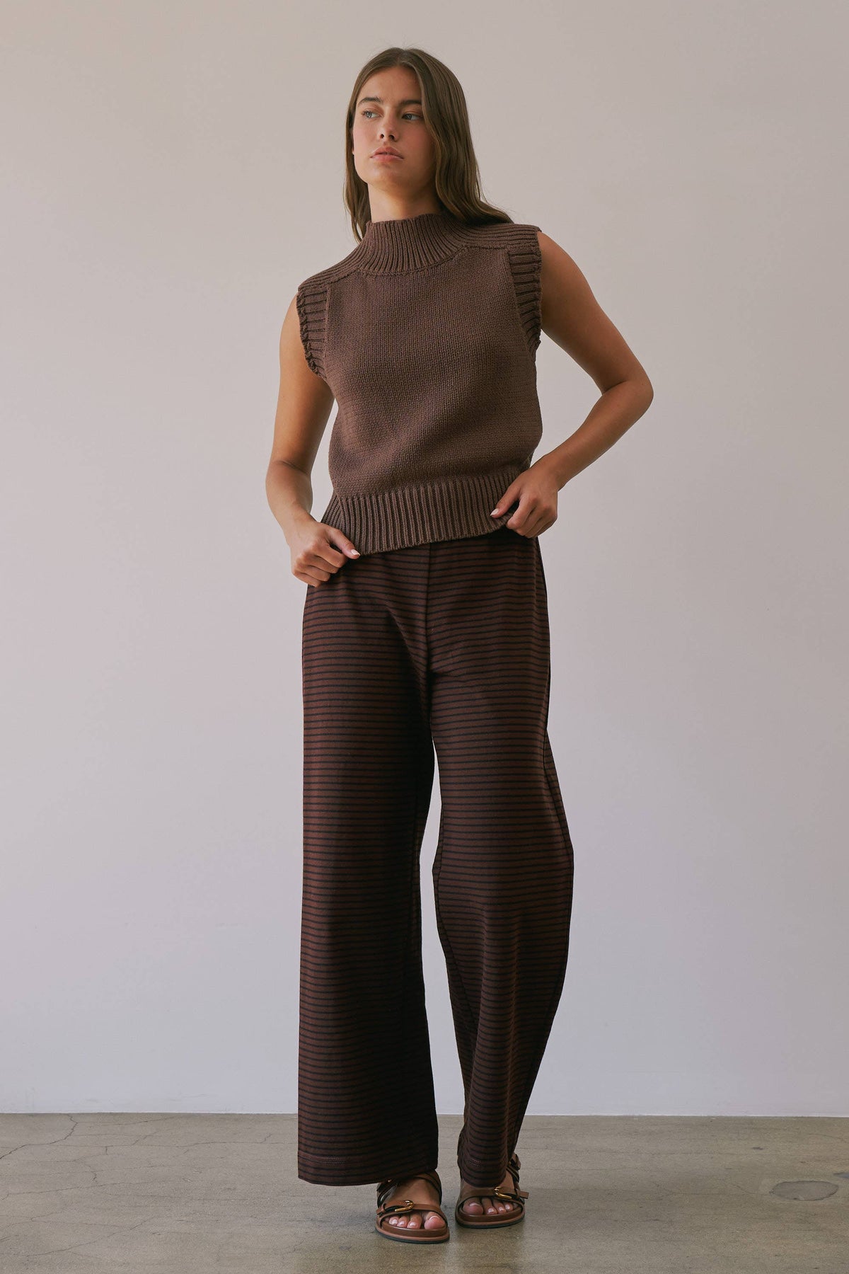 Choco Lexi Ribbed Mock Neck Sweater Vest