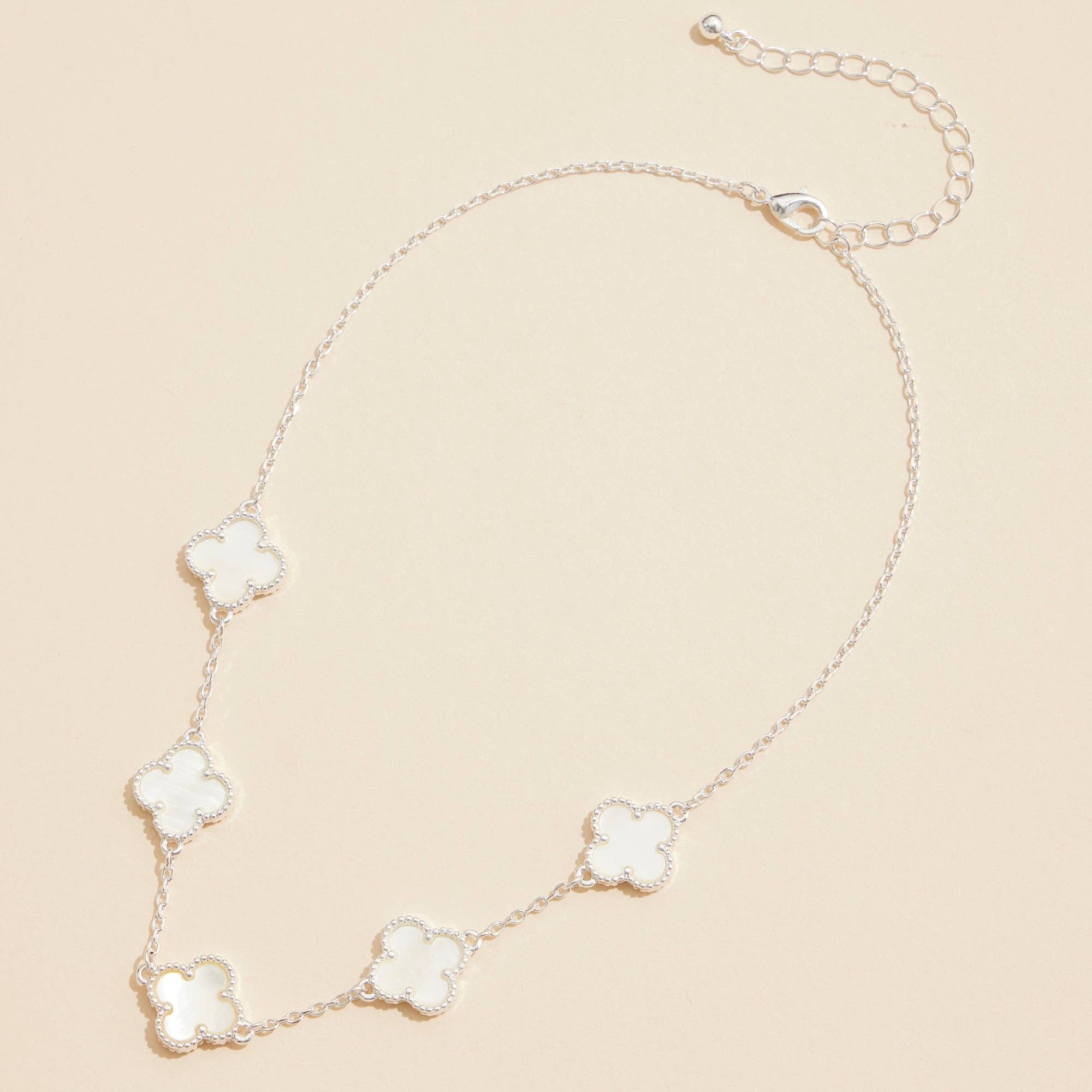 Gold Chain Necklace with Shell Inlay Charms: Pink / One / 4SN11001