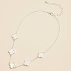 Gold Chain Necklace with Shell Inlay Charms: Gold/White / One / 4SN11001