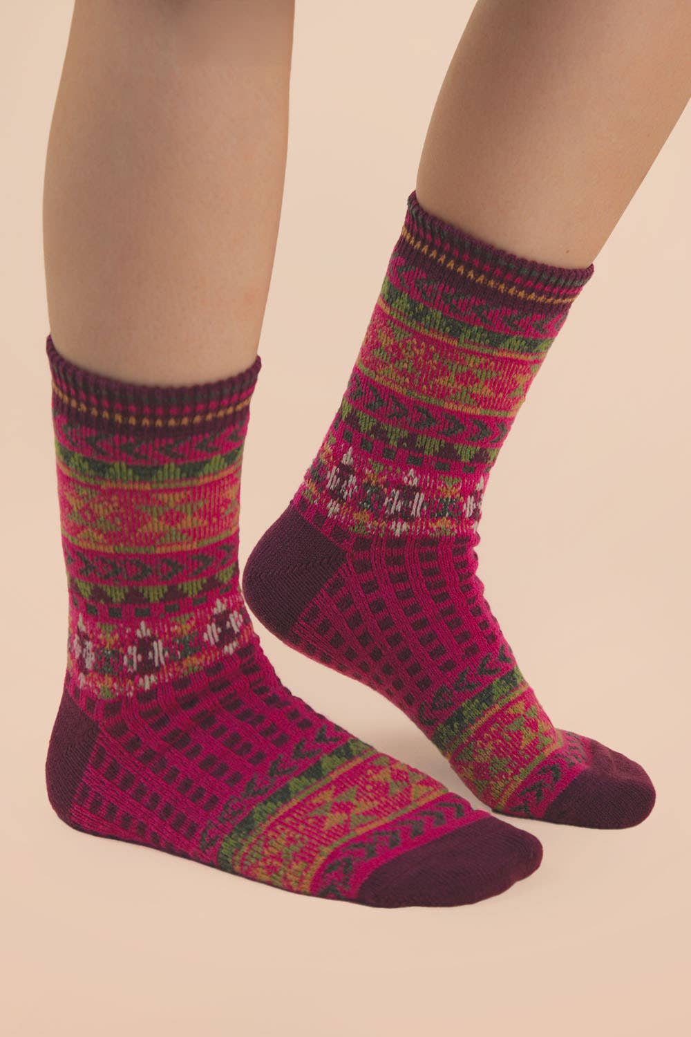 Geometric Graphic Crew Socks: SAGE