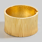 Wide Ribbed Stripe Hinged Bangle Bracelet: GD