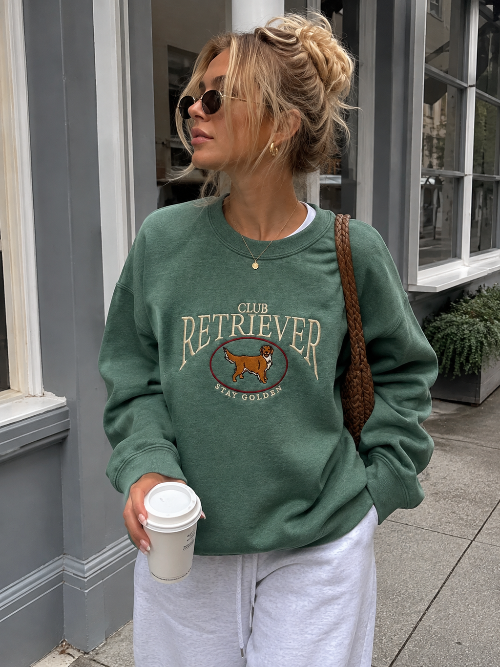 HUNTER GREEN Embroidered Retriever Club Sweatshirt – Sweet Claire