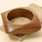 Large Wood Square Shape Bangle Bracelet: BR