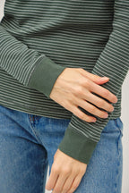 STITCHED THERMAL CREW NECK TOP: OATMEAL