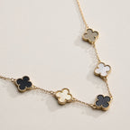 Gold Chain Necklace with Shell Inlay Charms: Black / One / 4SN11001