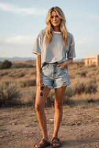 HEATHER/GREY Striped Oversized Knit Top