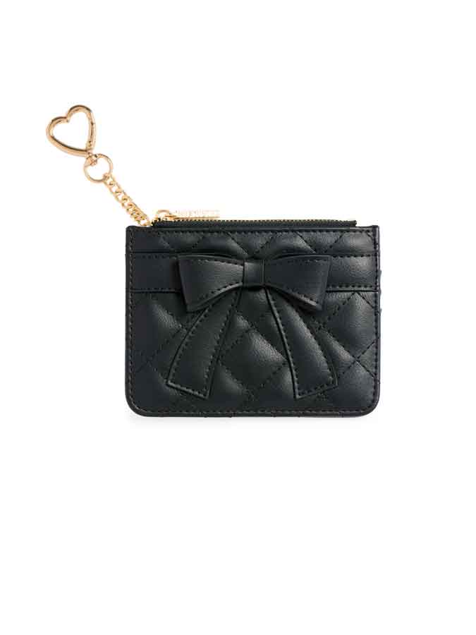 QUILTED BOW CARD CASE: GOLD