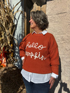 Hello Pumpkin Letter Graphic Sweater