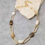 Hammered Link And Stone Station Necklace: IV