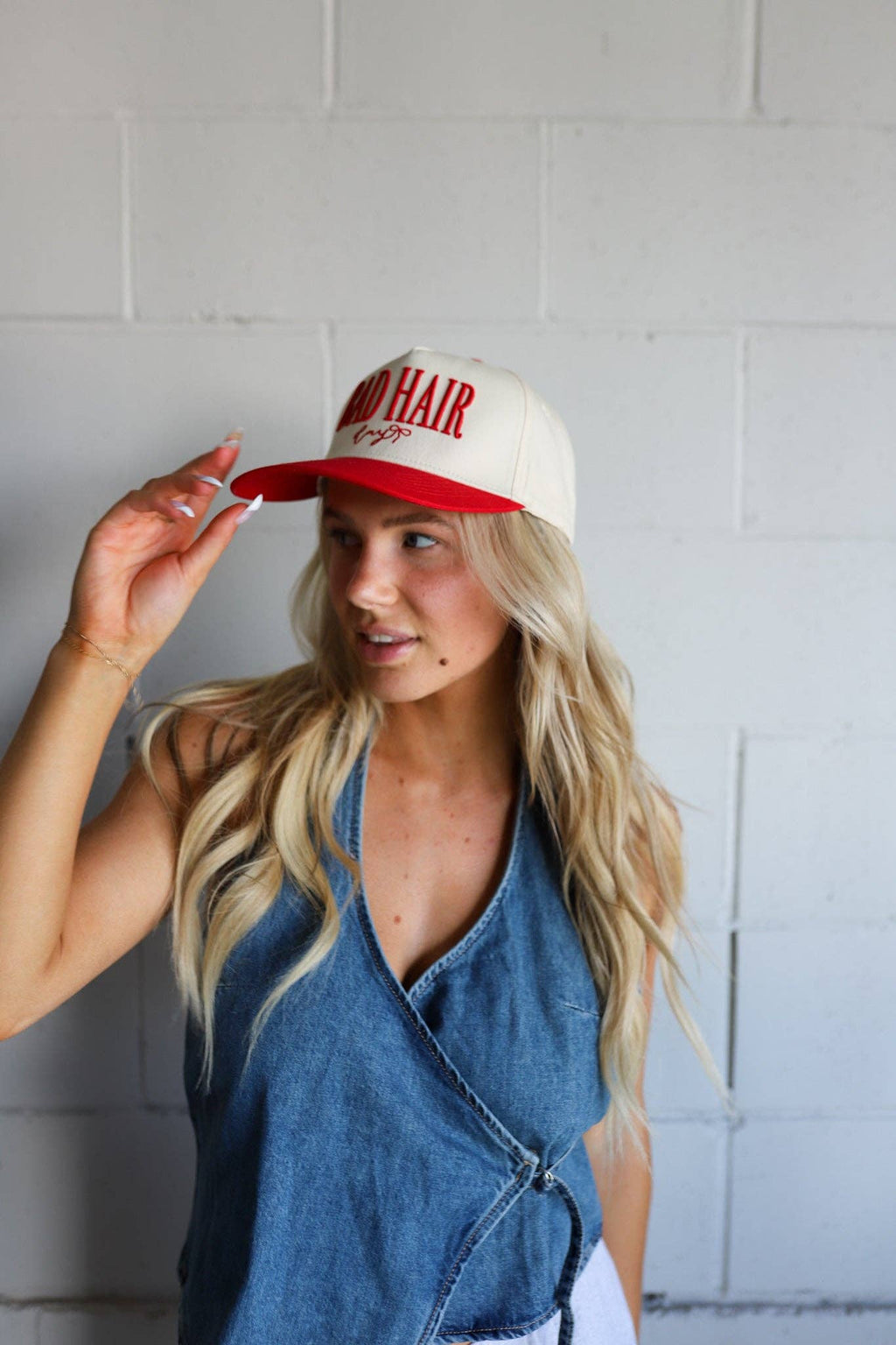 Bad Hair Day Trucker Hat: CREAM CORDUROY