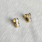 CRYSTAL HEART HOOPS |18k gold | clasp heart huggie hoop