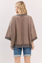 Mocha Mineral-Washed Oversized French Terry Top