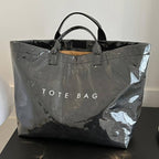 PVC Tote Bag for Women Clear Plastic Handbag Large Work: Black
