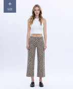 PLUS HIGH RISE ANIMAL PRINT CROP WIDE LEG JEANS