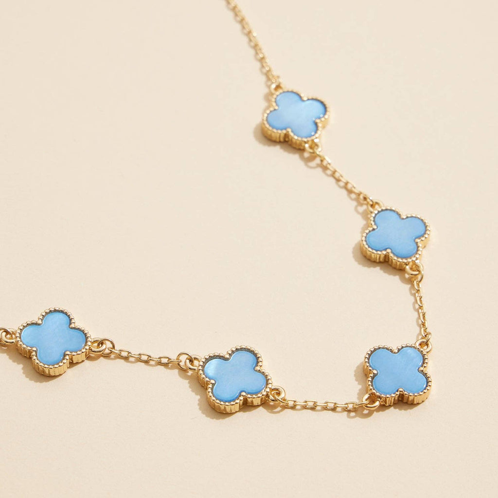Gold Chain Necklace with Shell Inlay Charms: Black / One / 4SN11001