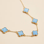 Gold Chain Necklace with Shell Inlay Charms: Gold/White / One / 4SN11001