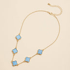 Gold Chain Necklace with Shell Inlay Charms: Black / One / 4SN11001