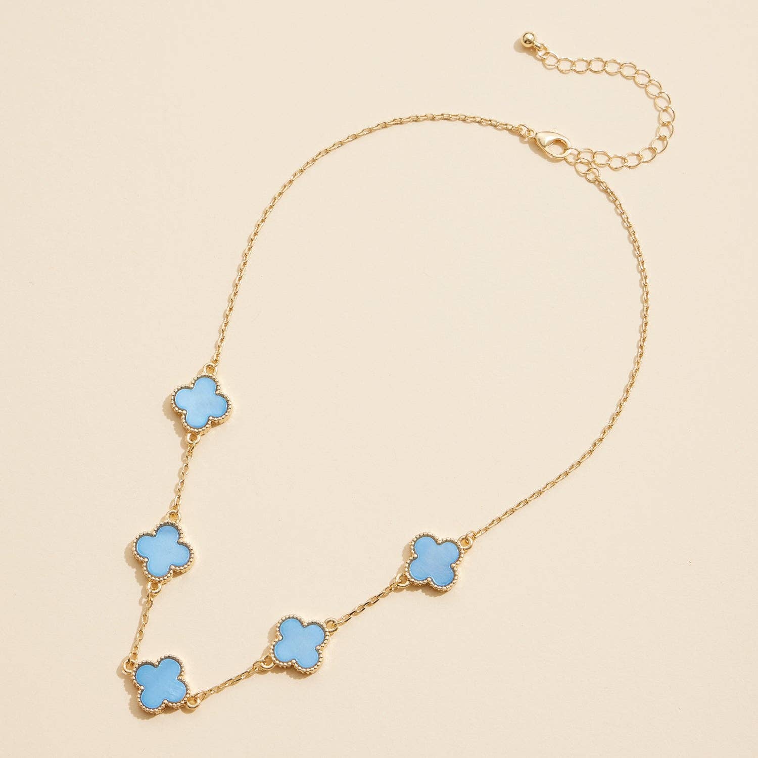 Gold Chain Necklace with Shell Inlay Charms: Black / One / 4SN11001