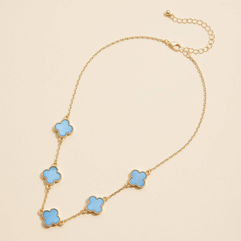Gold Chain Necklace with Shell Inlay Charms: Gold/White / One / 4SN11001