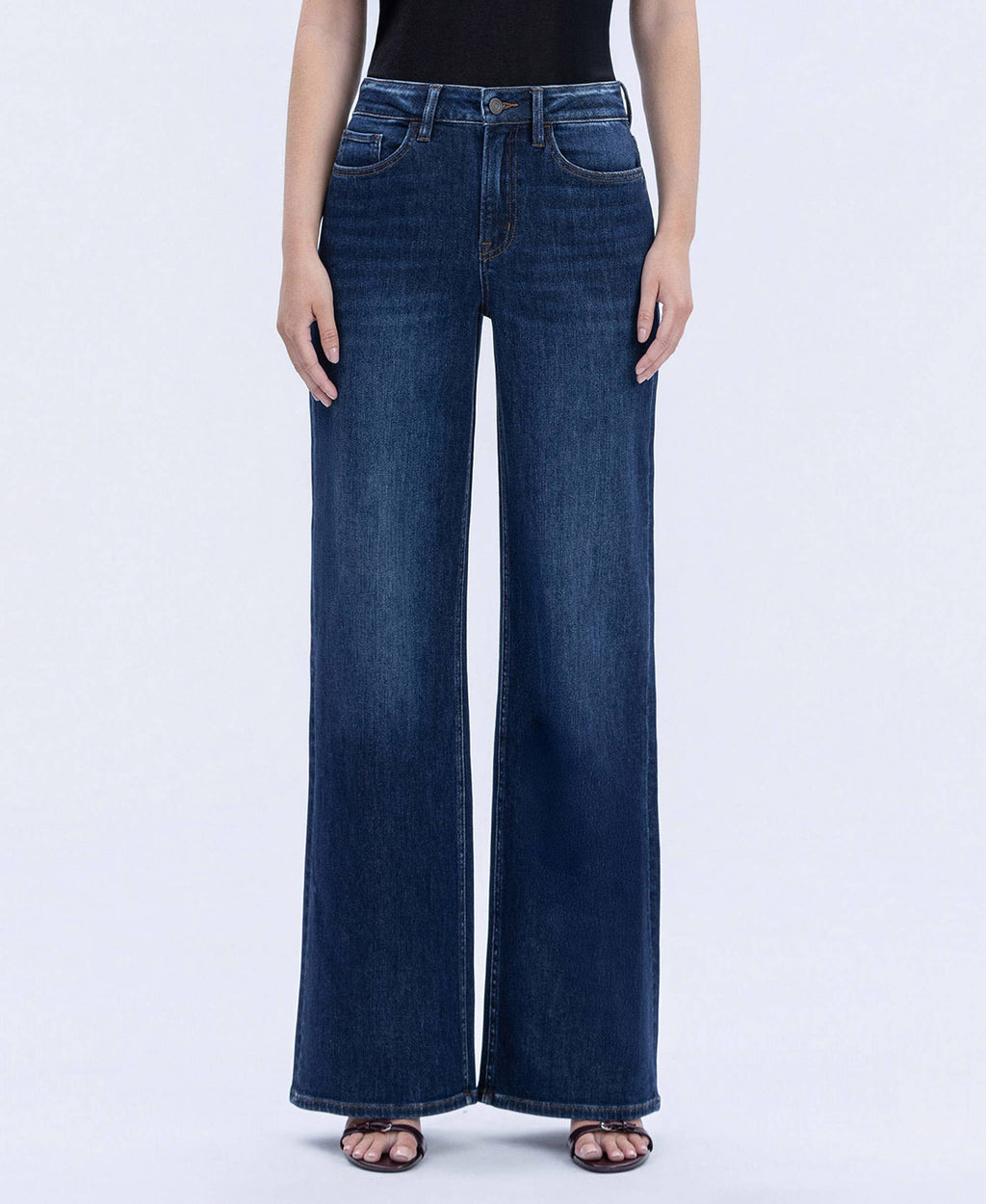 UPLIFTED JEWEL OLIVIA SUPER HIGH RISE FULL LENGTH DARK WASH WIDE JEANS
