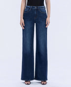 UPLIFTED JEWEL OLIVIA SUPER HIGH RISE FULL LENGTH DARK WASH WIDE JEANS