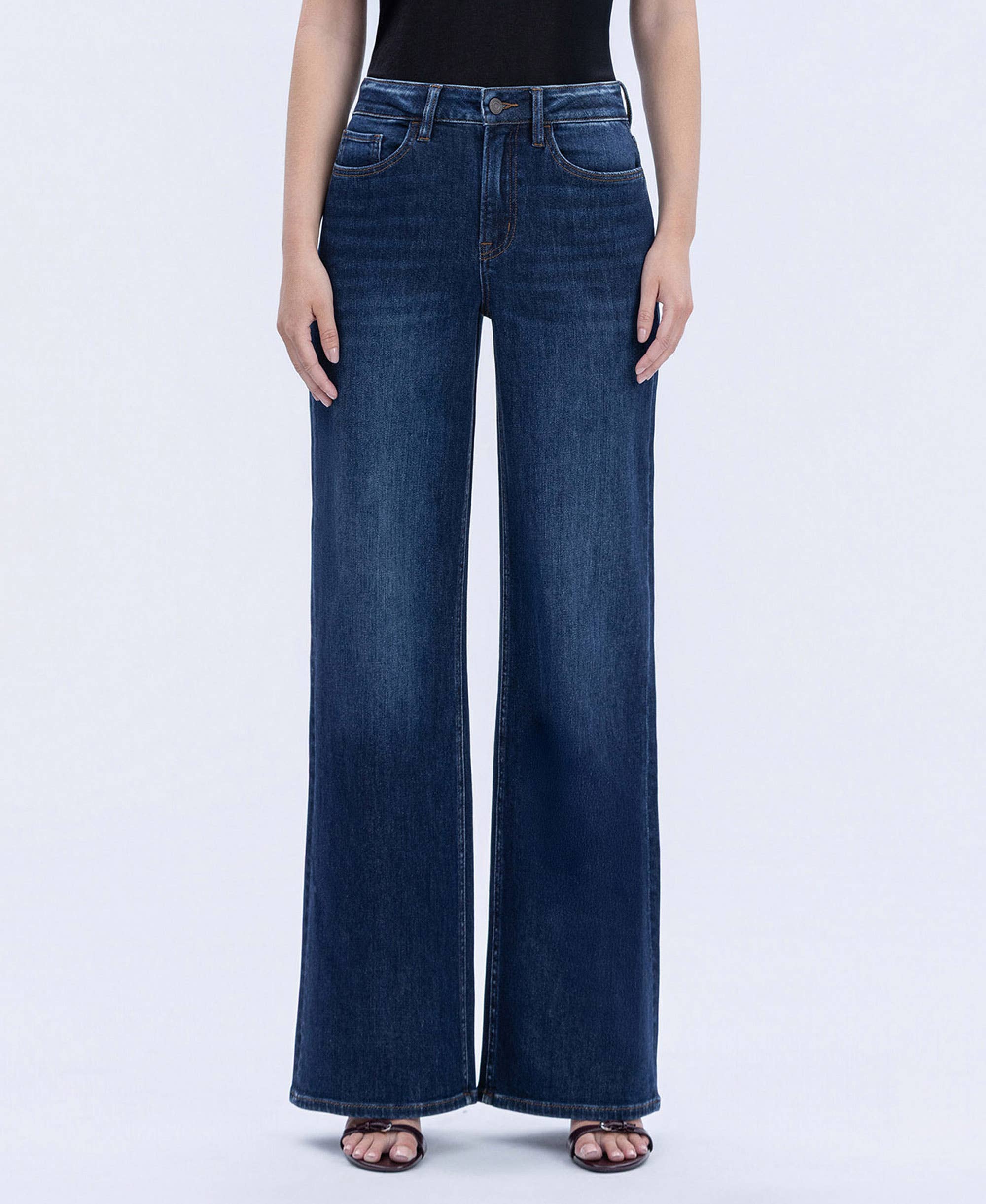 UPLIFTED JEWEL OLIVIA SUPER HIGH RISE FULL LENGTH DARK WASH WIDE JEANS