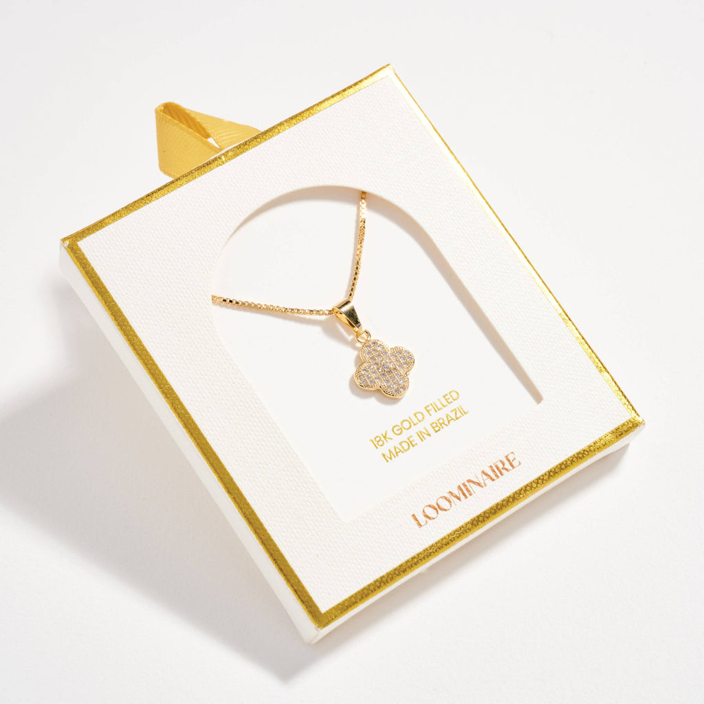 Gold Filled Clover Pendant Necklace with Box Chain: GD / ONE