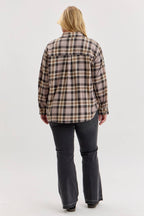 [PLUS]GREIGE CAMPBELL OVERSIZED FLANNEL SHIRT