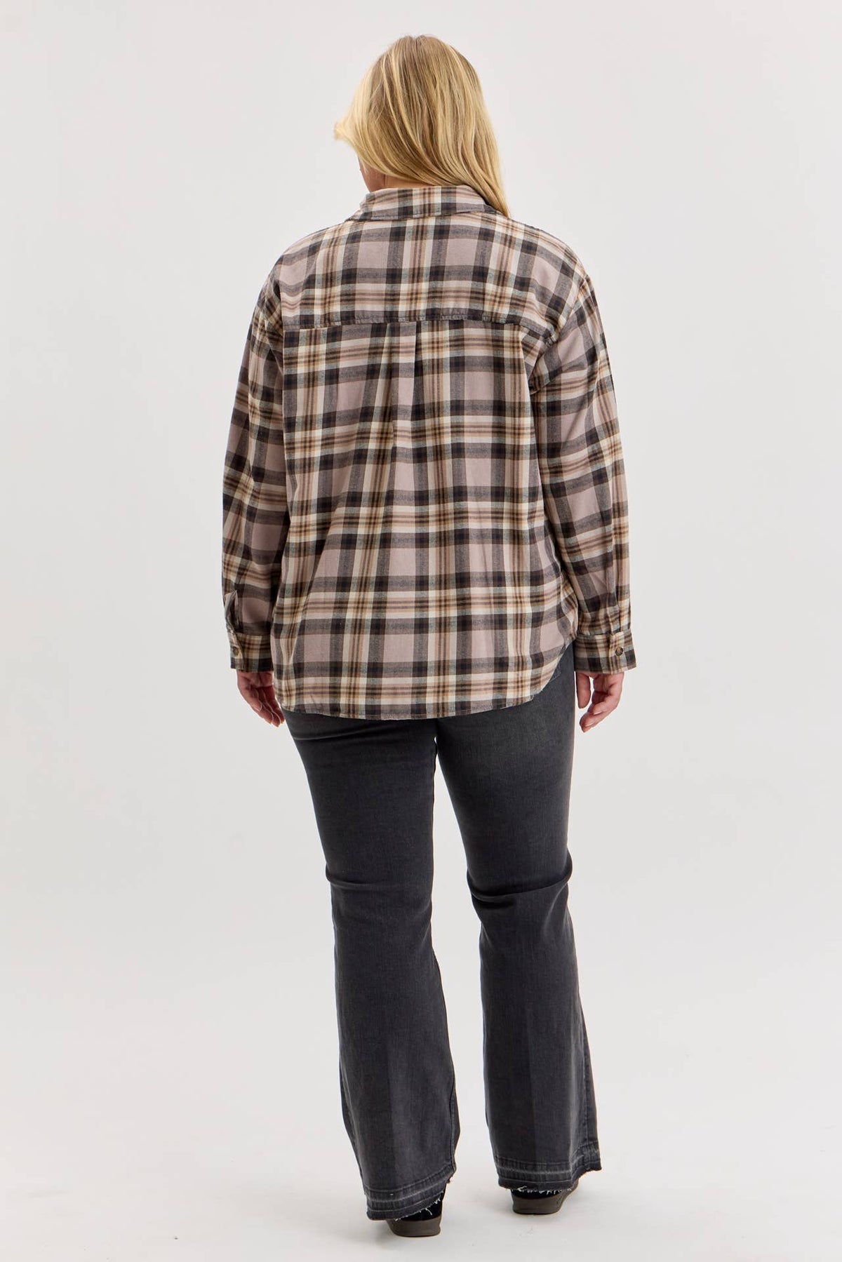 [PLUS]GREIGE CAMPBELL OVERSIZED FLANNEL SHIRT