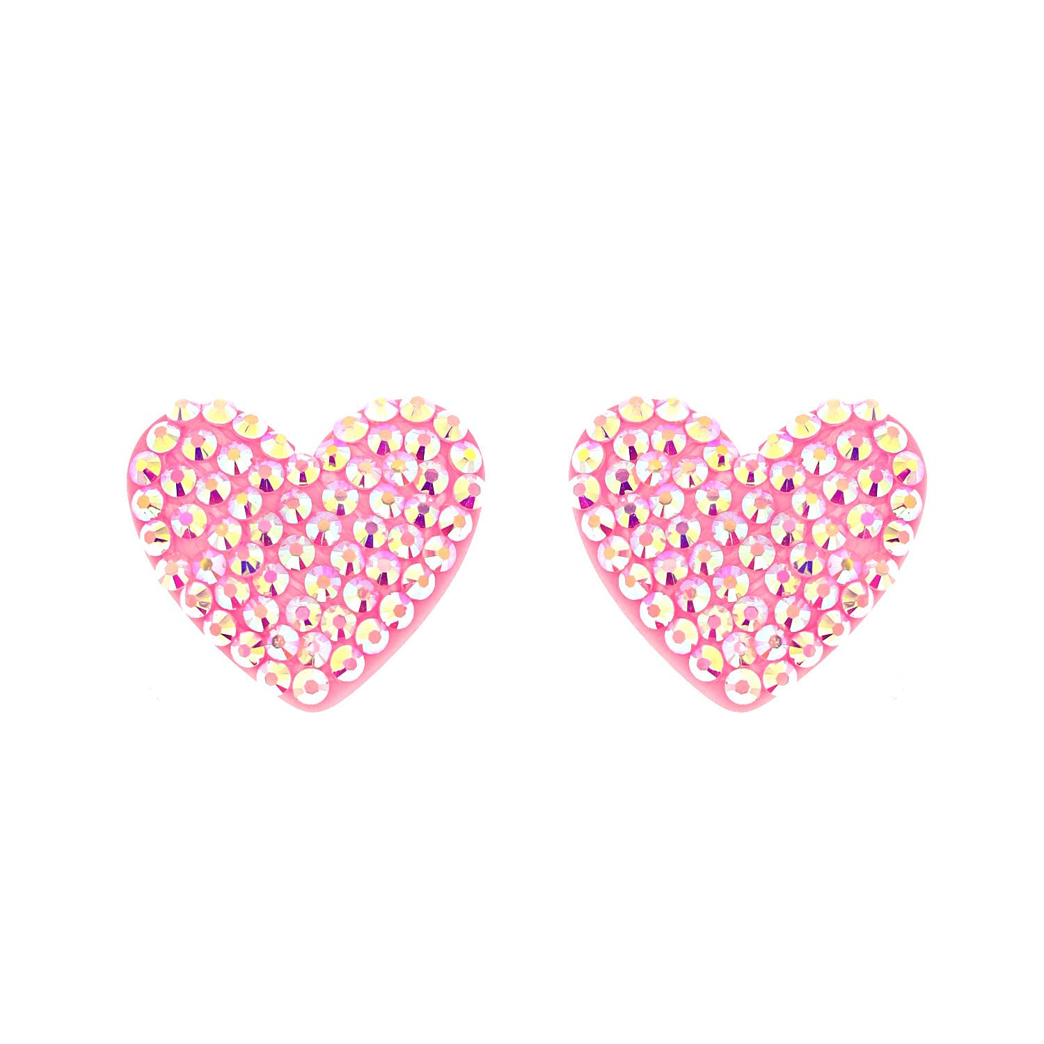Rhinestone Heart Acrylic Post Earrings : Fuchsia