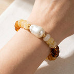 Baroque Pearl And Acrylic Bead Stretch Bracelet: GDLBR