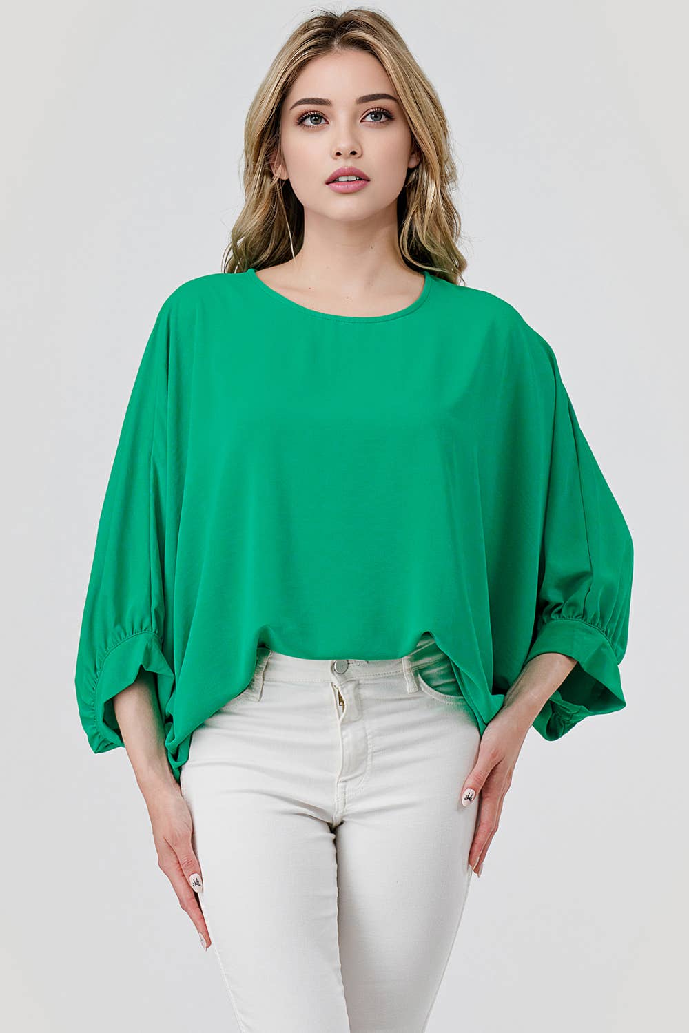 Green Capri Oversized Flowy Dolman Sleeve Top