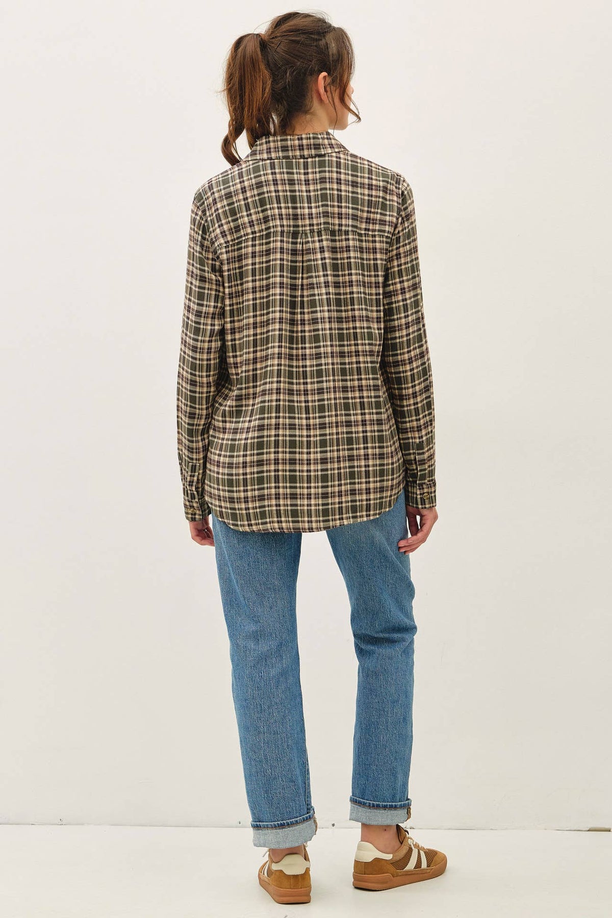 WINTER FOREST FLANNEL WANDER PLAID BUTTON DOWN SHIRT