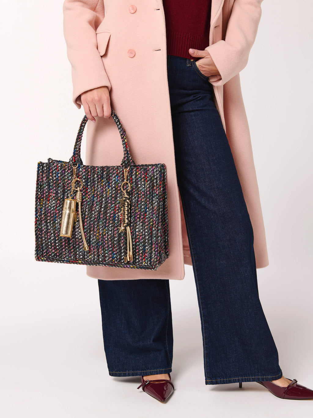 LIPSTICK HOLDER BAG CHARM/KEY RING: GOLD