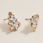 Christmas Tree Enamel Stud Earrings: Pink