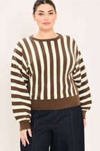 BROWN/IVORY A sweater knit top