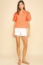 ORANGE BUBBLE SLEEVE BLOUSE TOP – PINCH – view 6