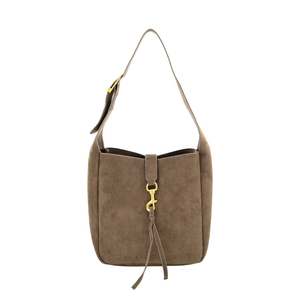 Chocolate FAUX SUEDE SHOULDER BAG