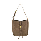 Chocolate FAUX SUEDE SHOULDER BAG