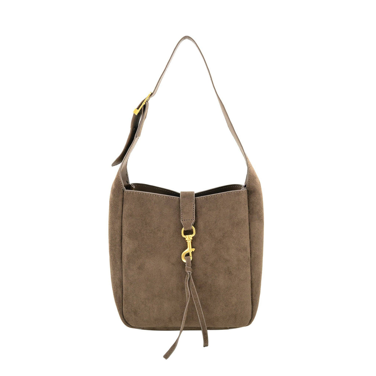 Chocolate FAUX SUEDE SHOULDER BAG