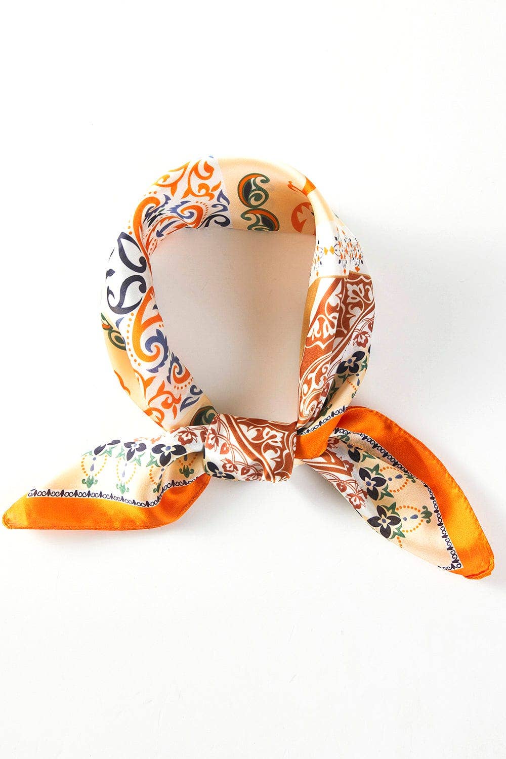 orange Paisley and Arabesque Oriental Print Bandana