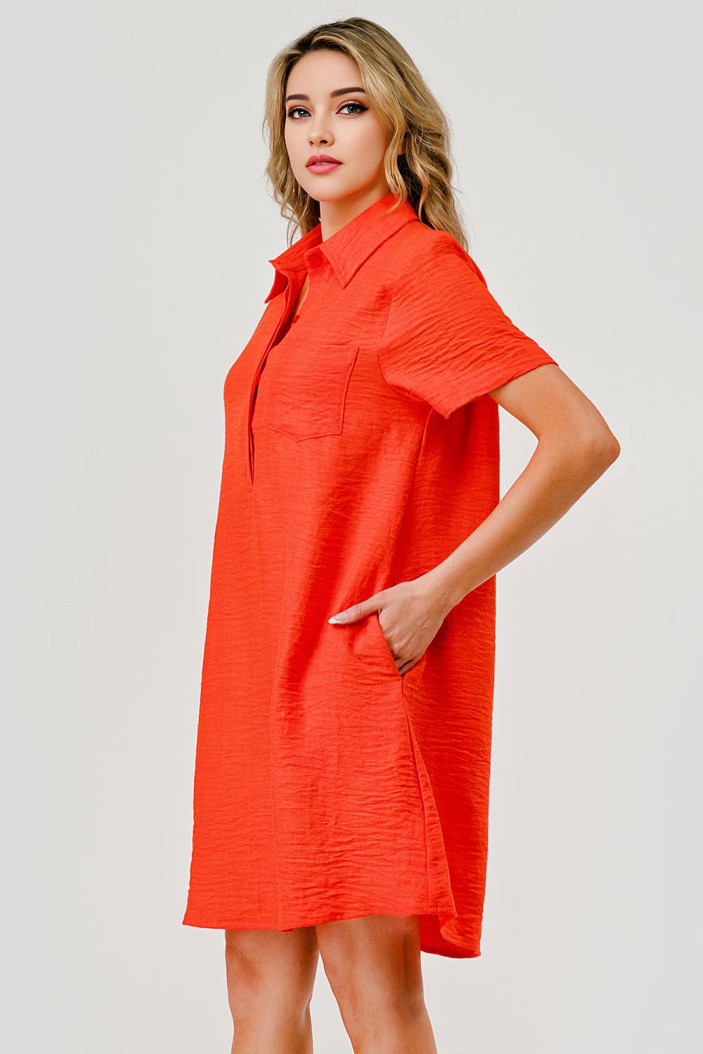 Orange Ellie Casual Collared Game Day Shift Dress