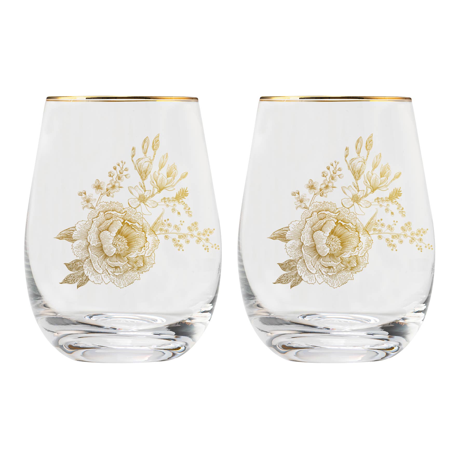 *NEW* Delft Stemless Wine Glasses, Boxed Set of 2